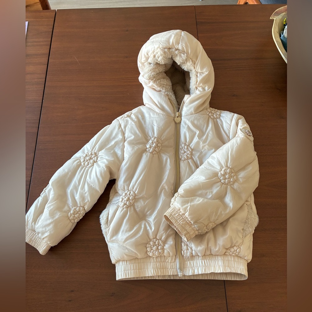 Cream Le Chic quilted fur lined jacket
